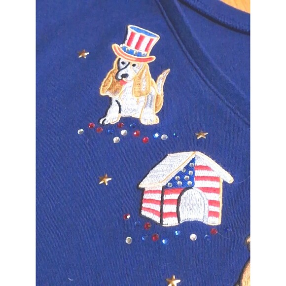 QUACKER FACTORY Embroidered Dog Lover Jersey Tunic Royal Blue Jeweled Sz 3X - Picture 8 of 16